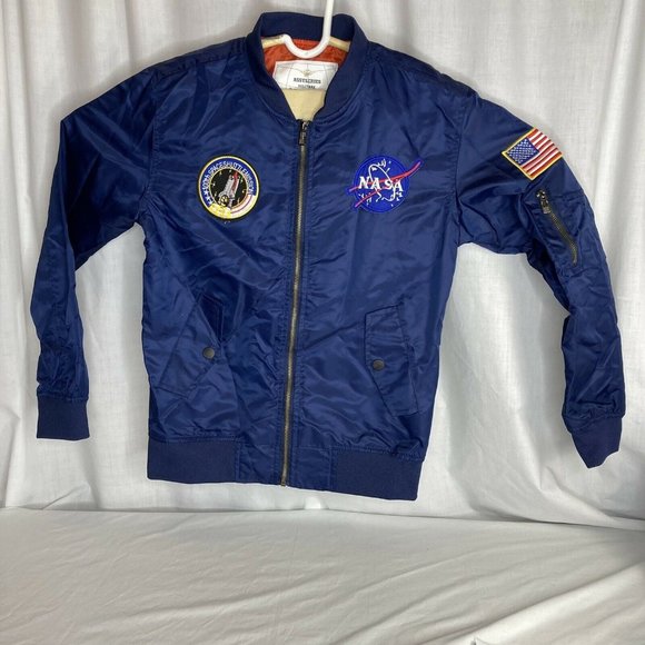 NASA Asstseries Militare Jacket Replica Blue Youth Unisex Medium Bomber Satin - Picture 1 of 9